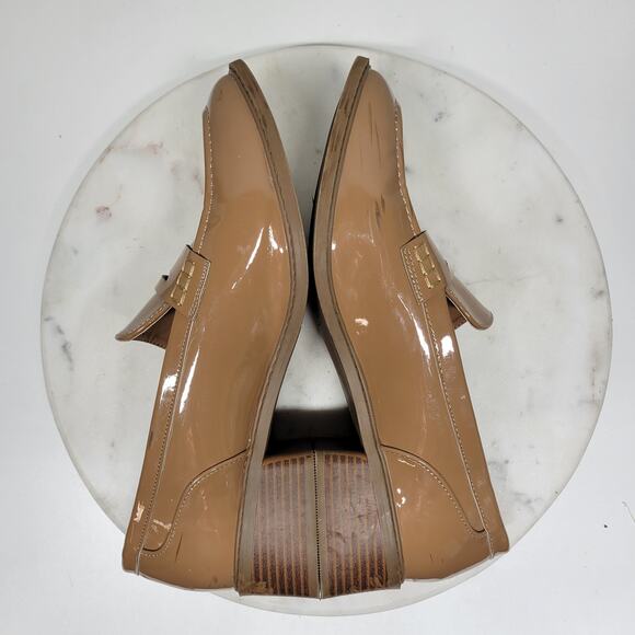 Jones New‎ York Cabeela Loafers Womens 10 Tan Faux Patent Leather Chunky Heels - Picture 10 of 16